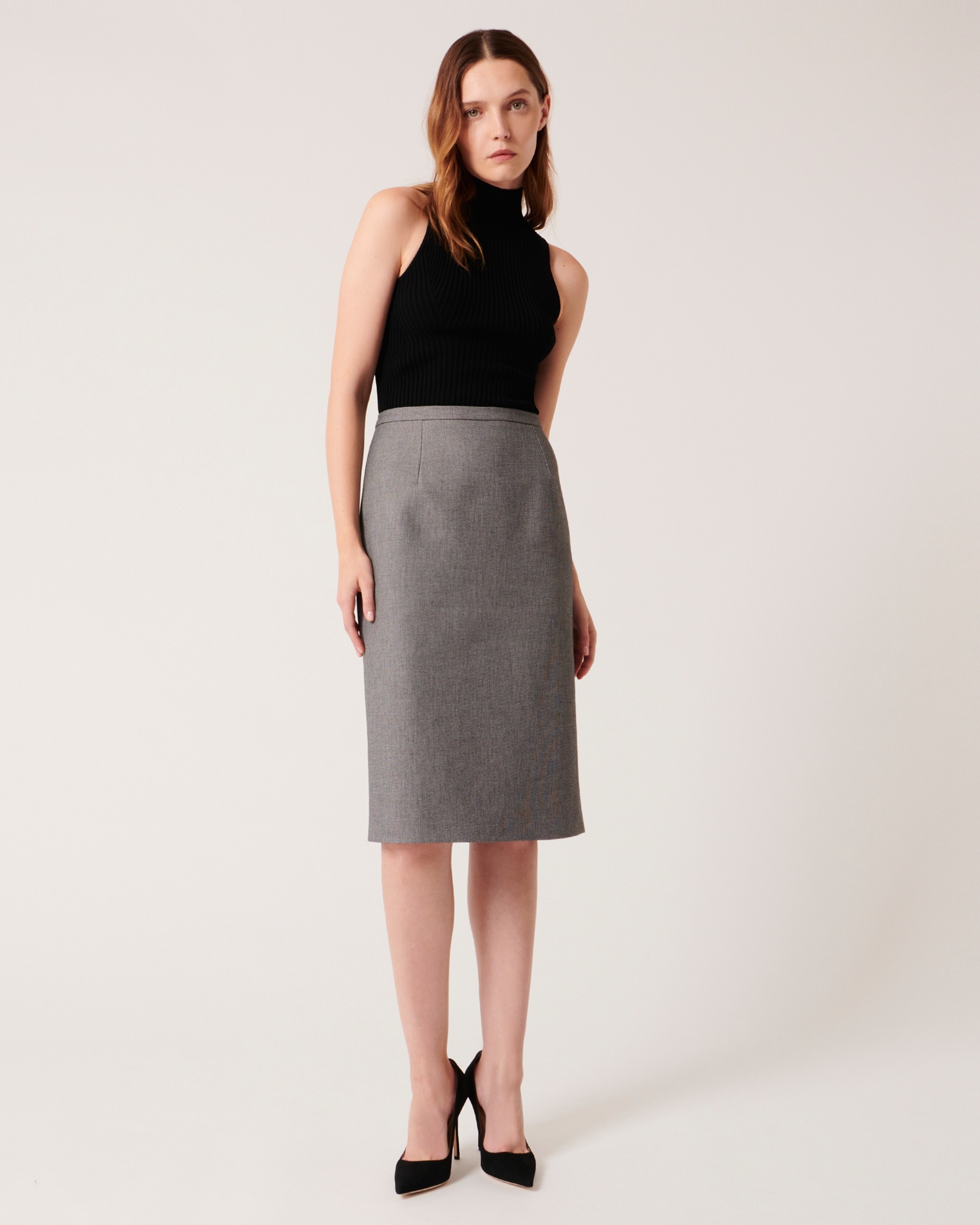 Jaden Skirt Black straight cut midi skirt ZAPA