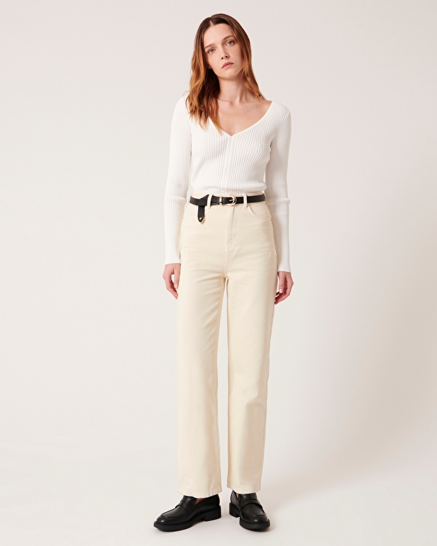 Jean Jerem Straight jeans in ecru cotton ZAPA