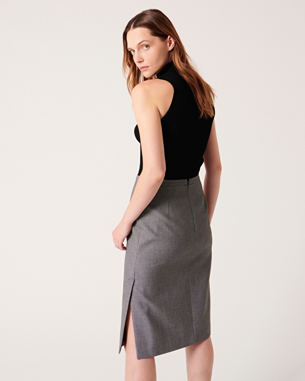 Jaden Skirt Black straight cut midi skirt ZAPA