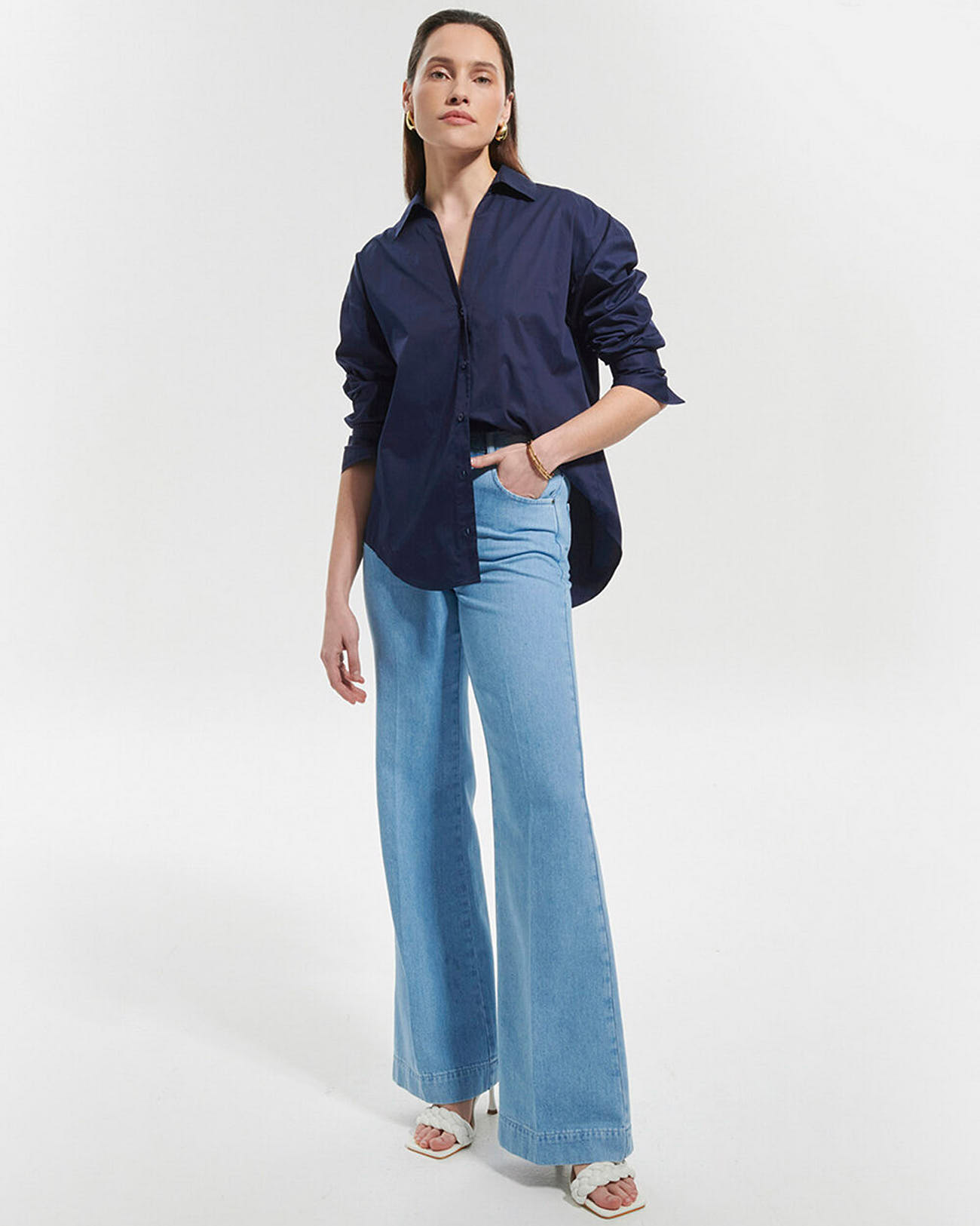 Carea shirt Navy poplin shirt ZAPA