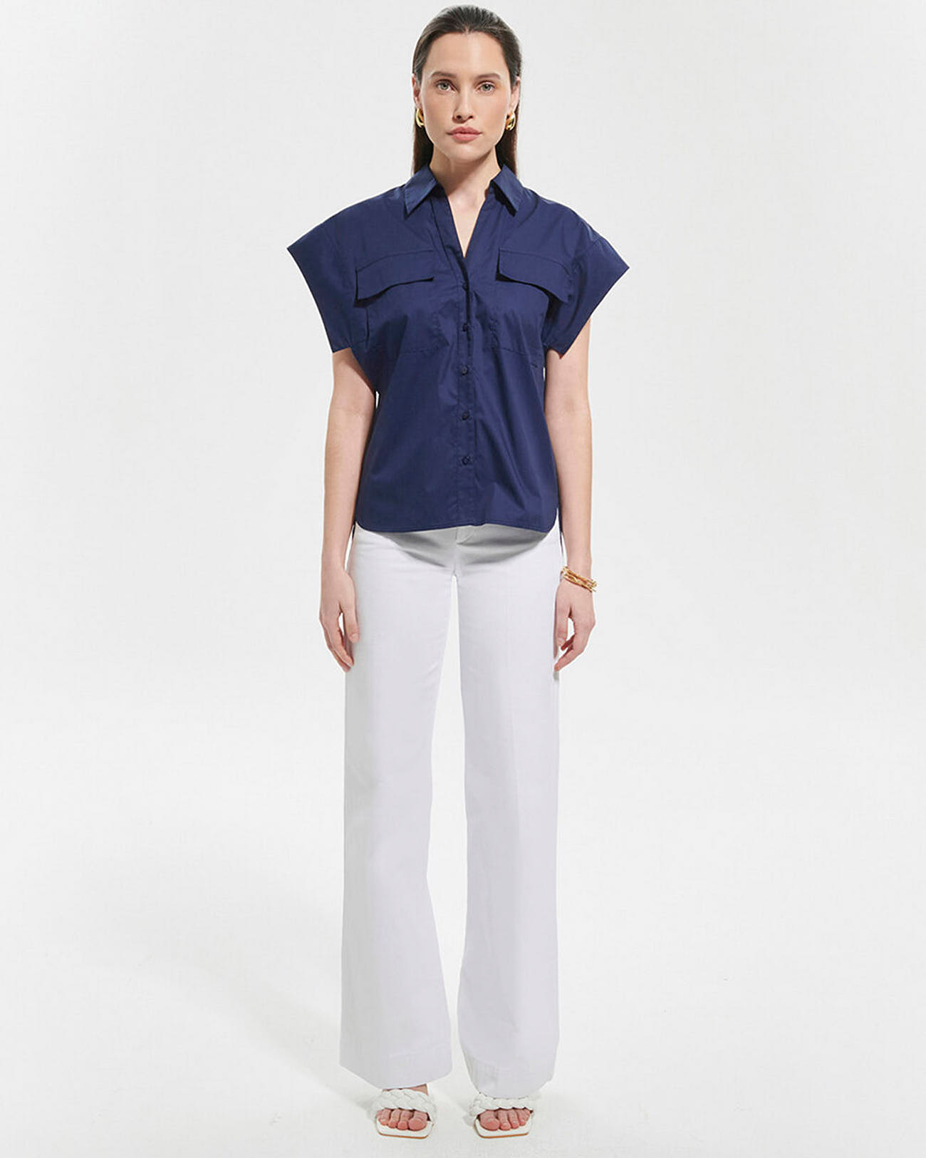Corinth shirt Short-sleeved midnight blue shirt ZAPA
