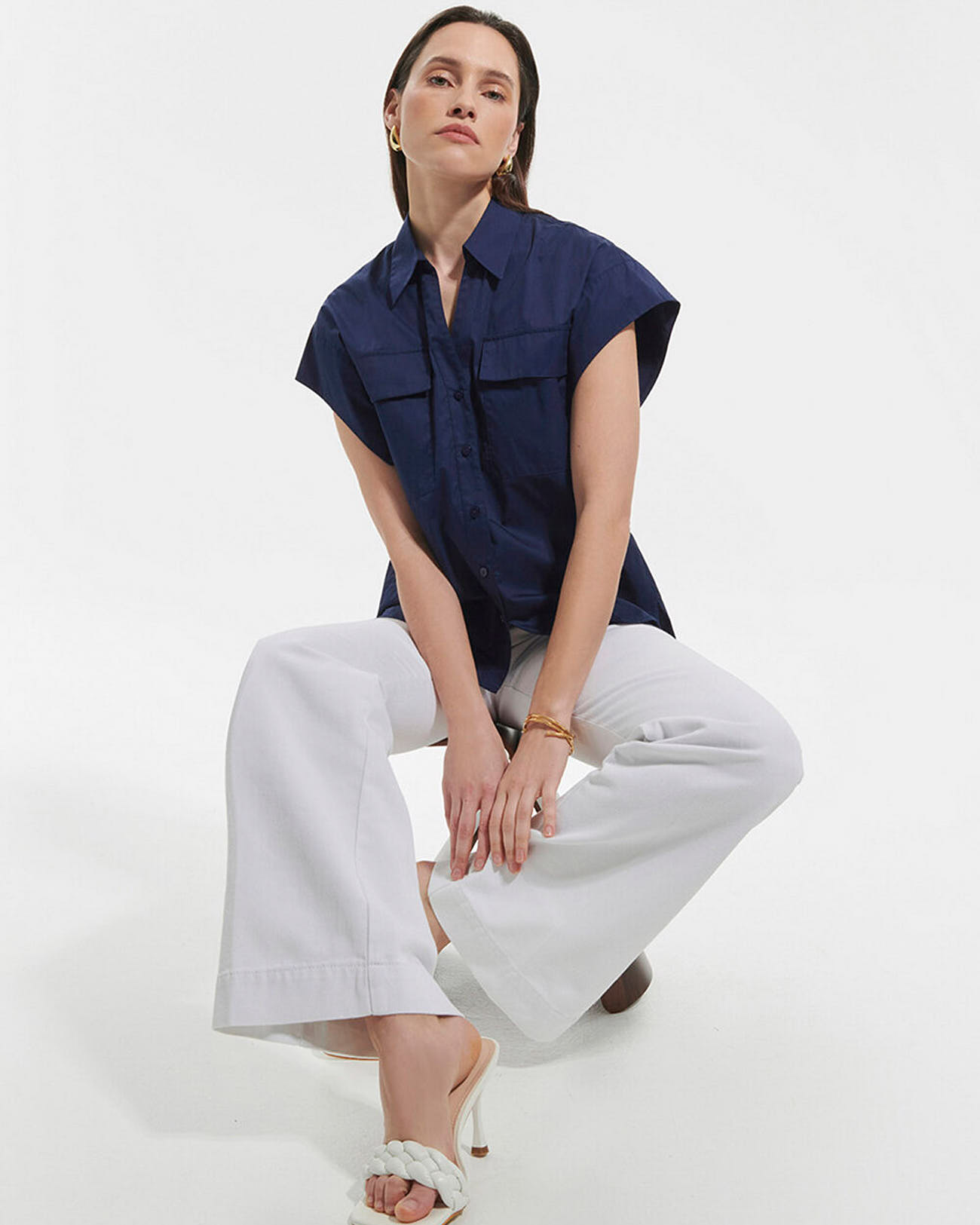 Corinth shirt Short-sleeved midnight blue shirt ZAPA