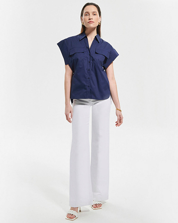 Corinth shirt Short-sleeved midnight blue shirt ZAPA