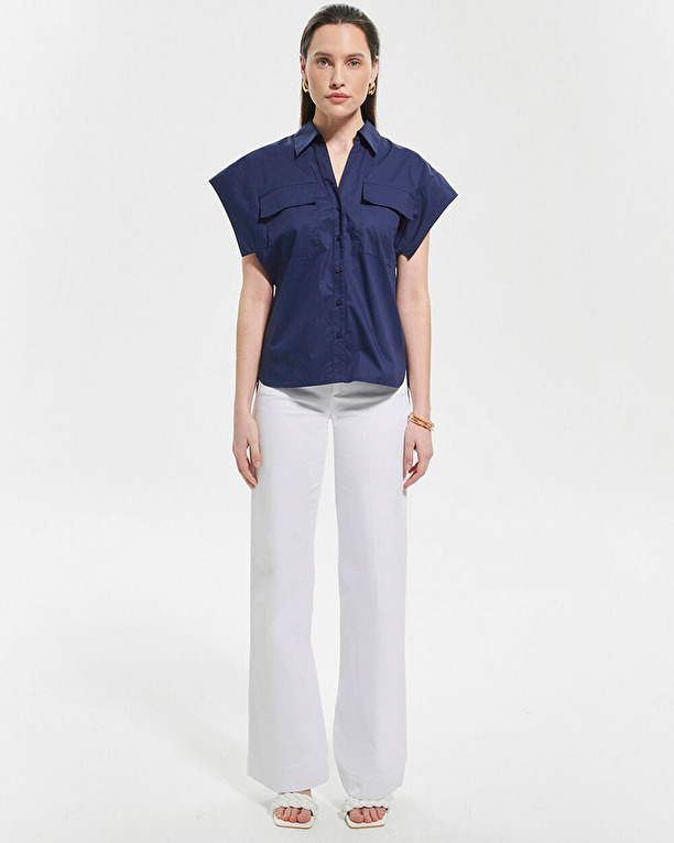 Corinth shirt Short-sleeved midnight blue shirt ZAPA