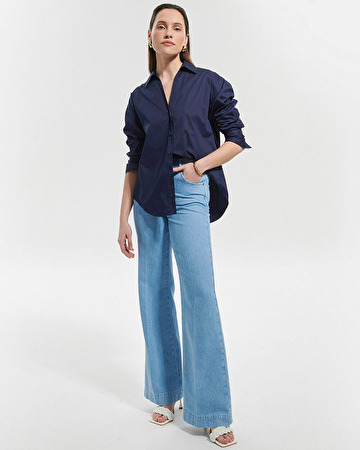 Carea shirt Navy poplin shirt ZAPA
