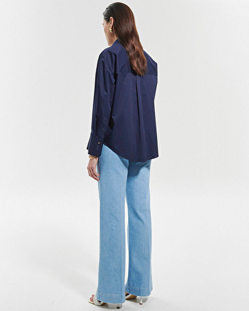 Carea shirt Navy poplin shirt ZAPA