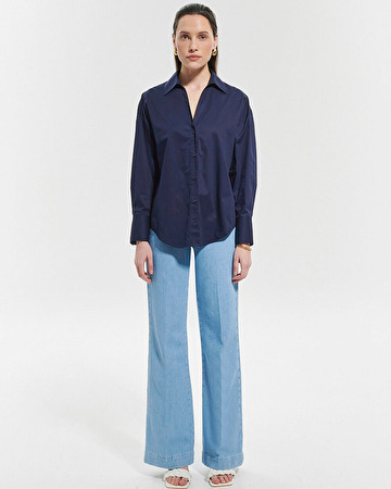 Carea shirt Navy poplin shirt ZAPA