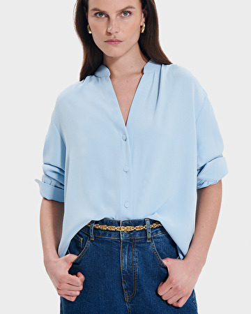 Tiberina blouse Sky blue flowing shirt ZAPA