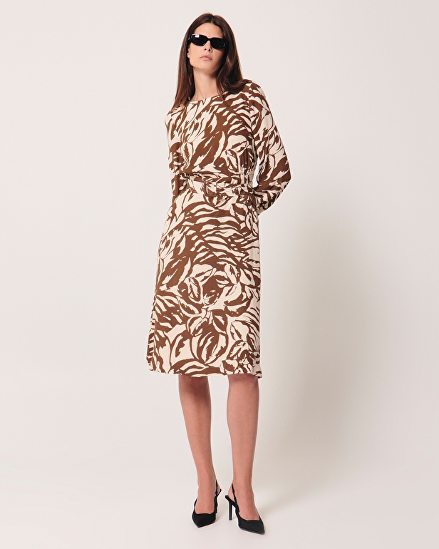 Ryllya dress Camel printed fluid dress ZAPA