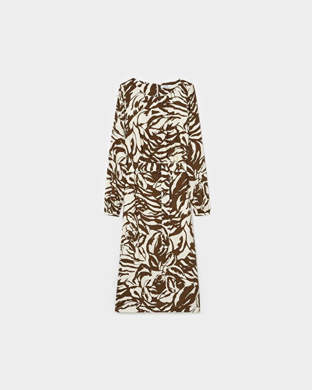 Ryllya dress Camel printed fluid dress ZAPA