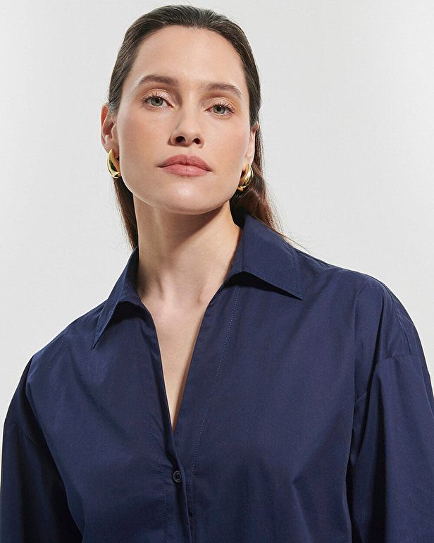 Carea shirt Navy poplin shirt ZAPA
