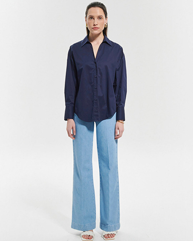 Carea shirt Navy poplin shirt ZAPA