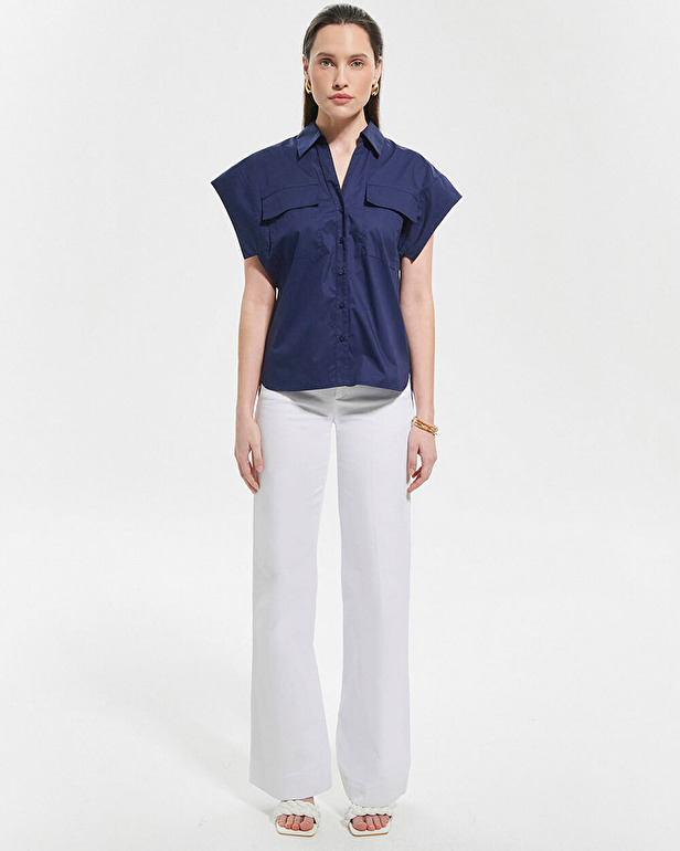 Corinth shirt Short-sleeved midnight blue shirt ZAPA
