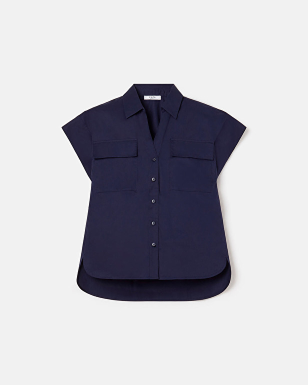 Corinth shirt Short-sleeved midnight blue shirt ZAPA