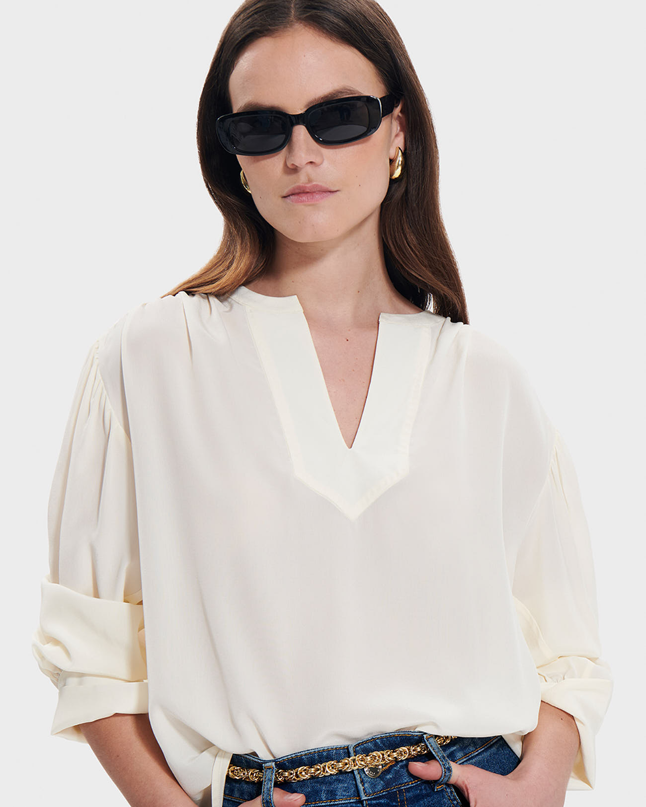 Bangkok blouse Flowing ecru blouse ZAPA