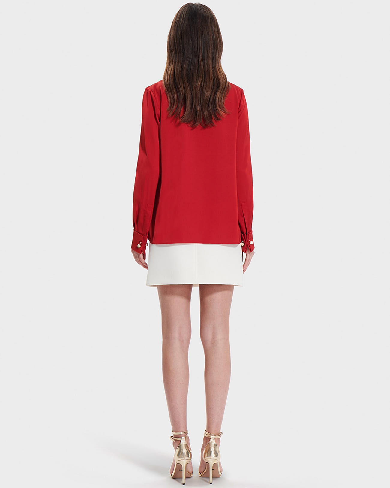 Hummingbird Blouse Red satin flowing blouse ZAPA