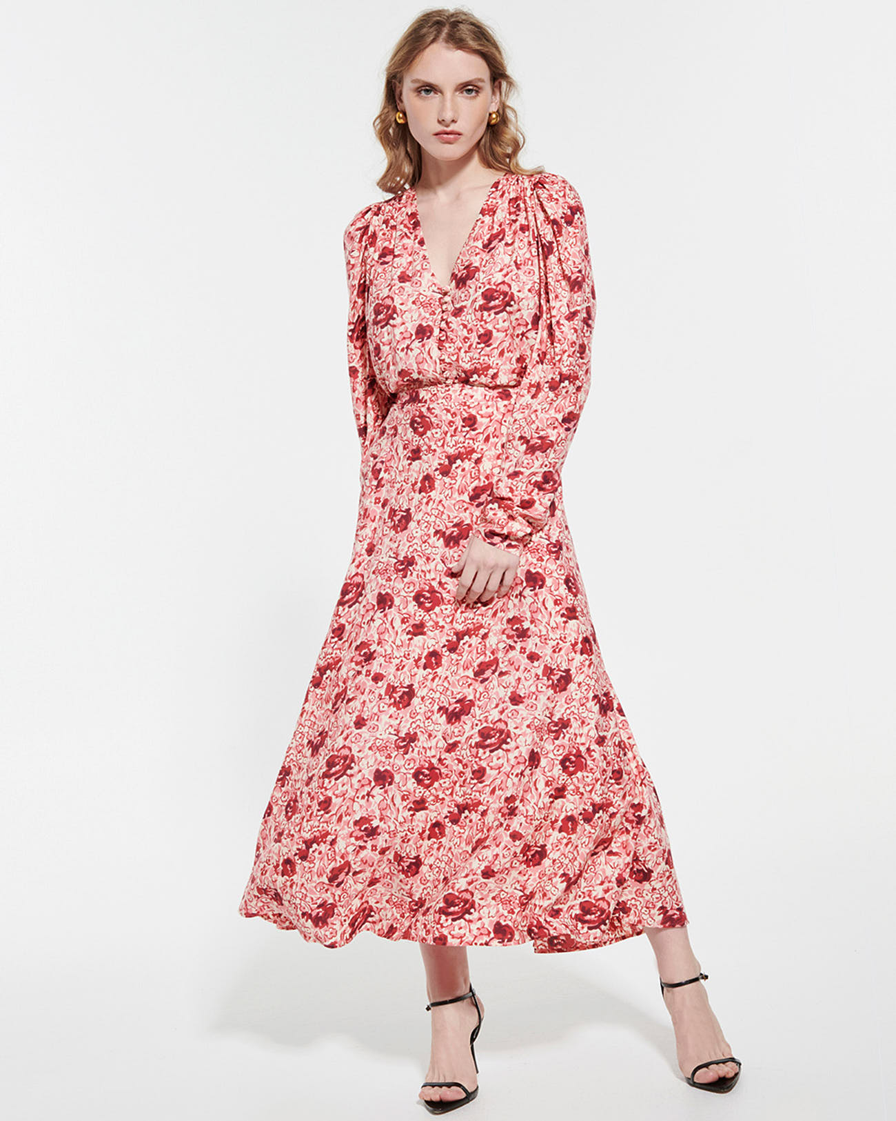 Junette skirt Long flowing skirt with vintage rose print ZAPA