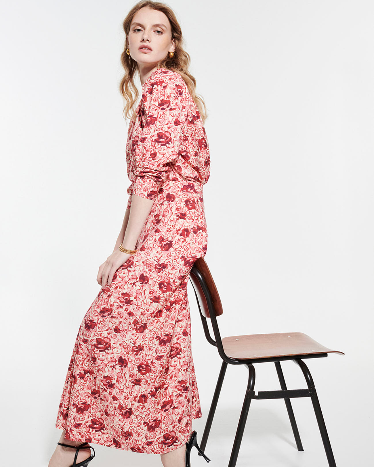 Junette skirt Long flowing skirt with vintage rose print ZAPA