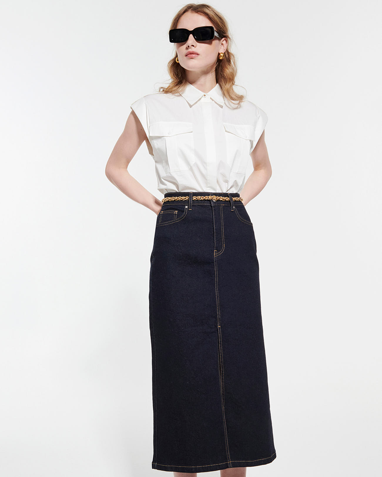 John Jude Denim midi skirt ZAPA