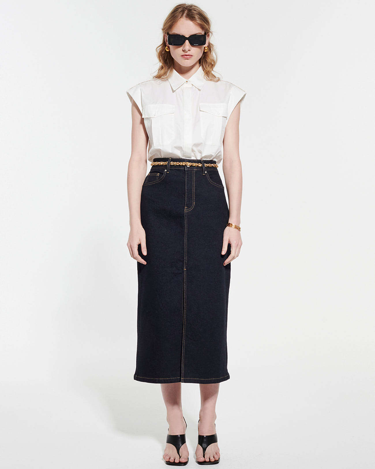 John Jude Denim midi skirt ZAPA