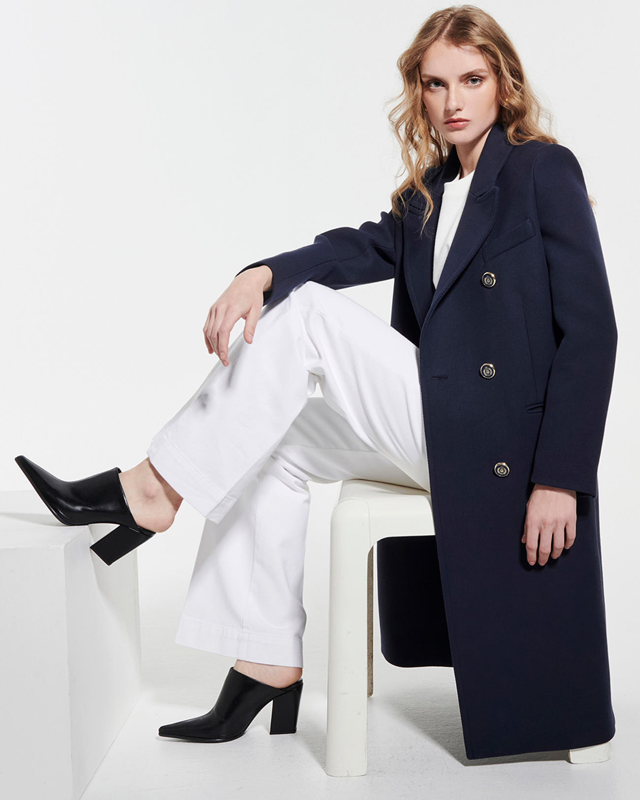 Marco coat Long coat with golden marine buttons ZAPA
