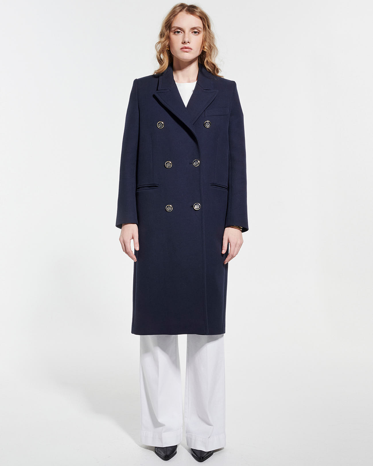 Marco coat Long coat with golden marine buttons ZAPA