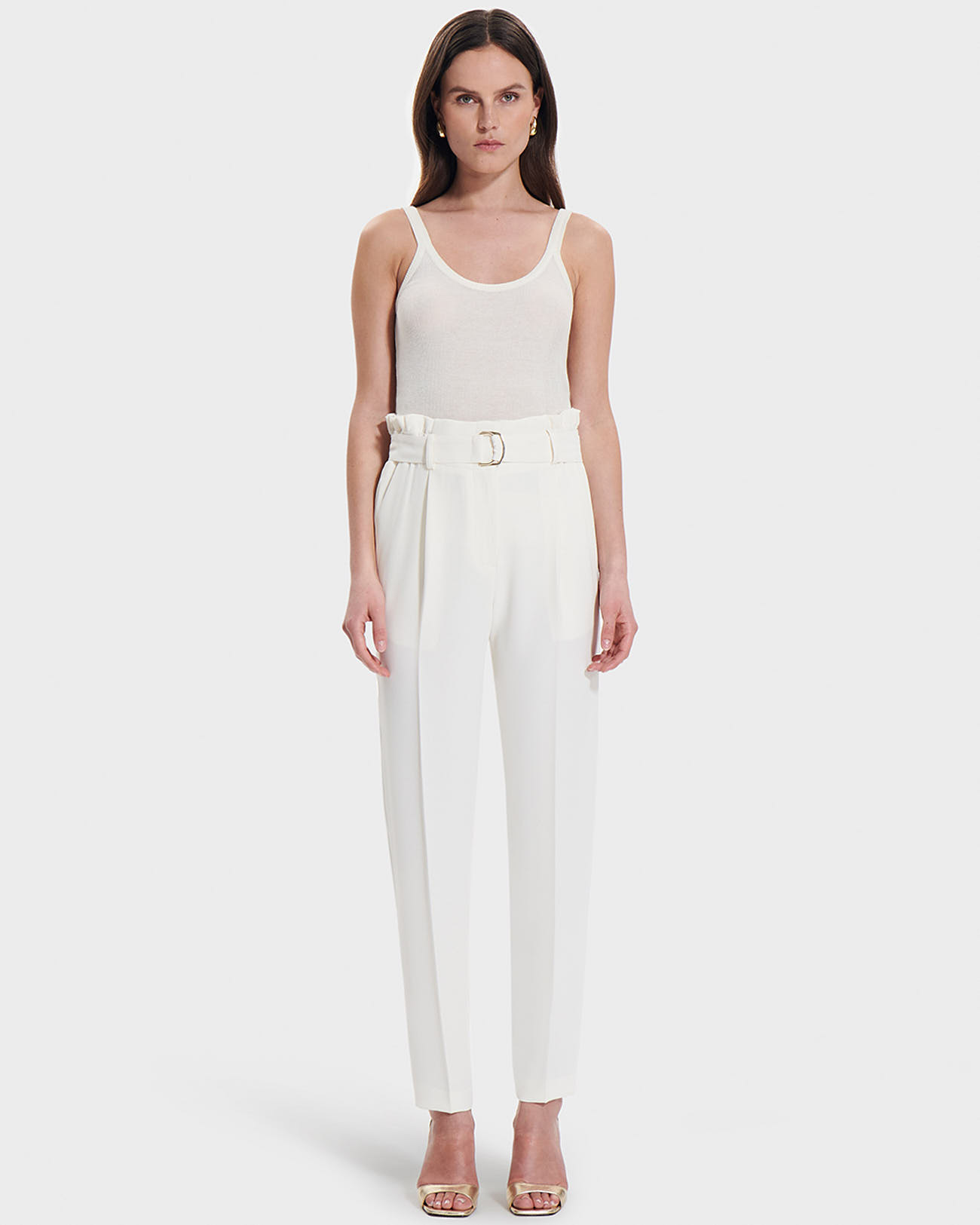 Patricia pants Straight ecru crepe pants ZAPA