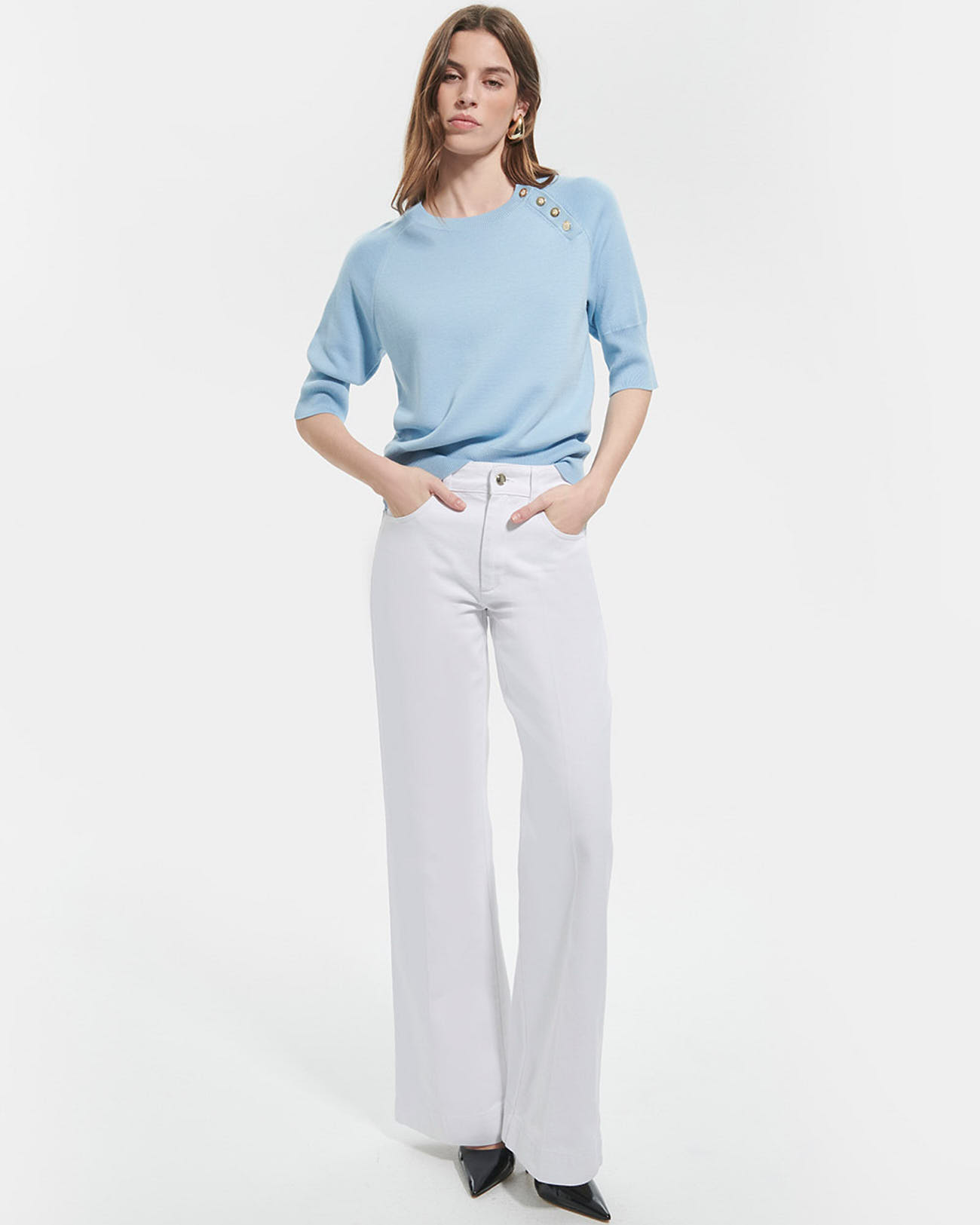 Pauline sweater Sky blue fitted sweater ZAPA