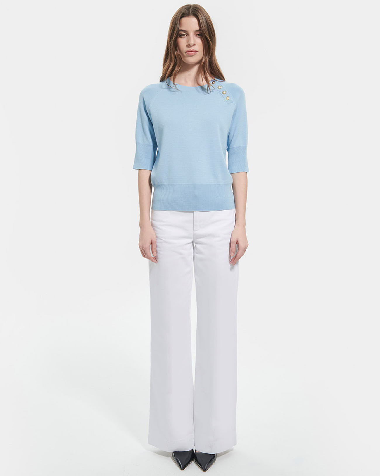 Pauline sweater Sky blue fitted sweater ZAPA