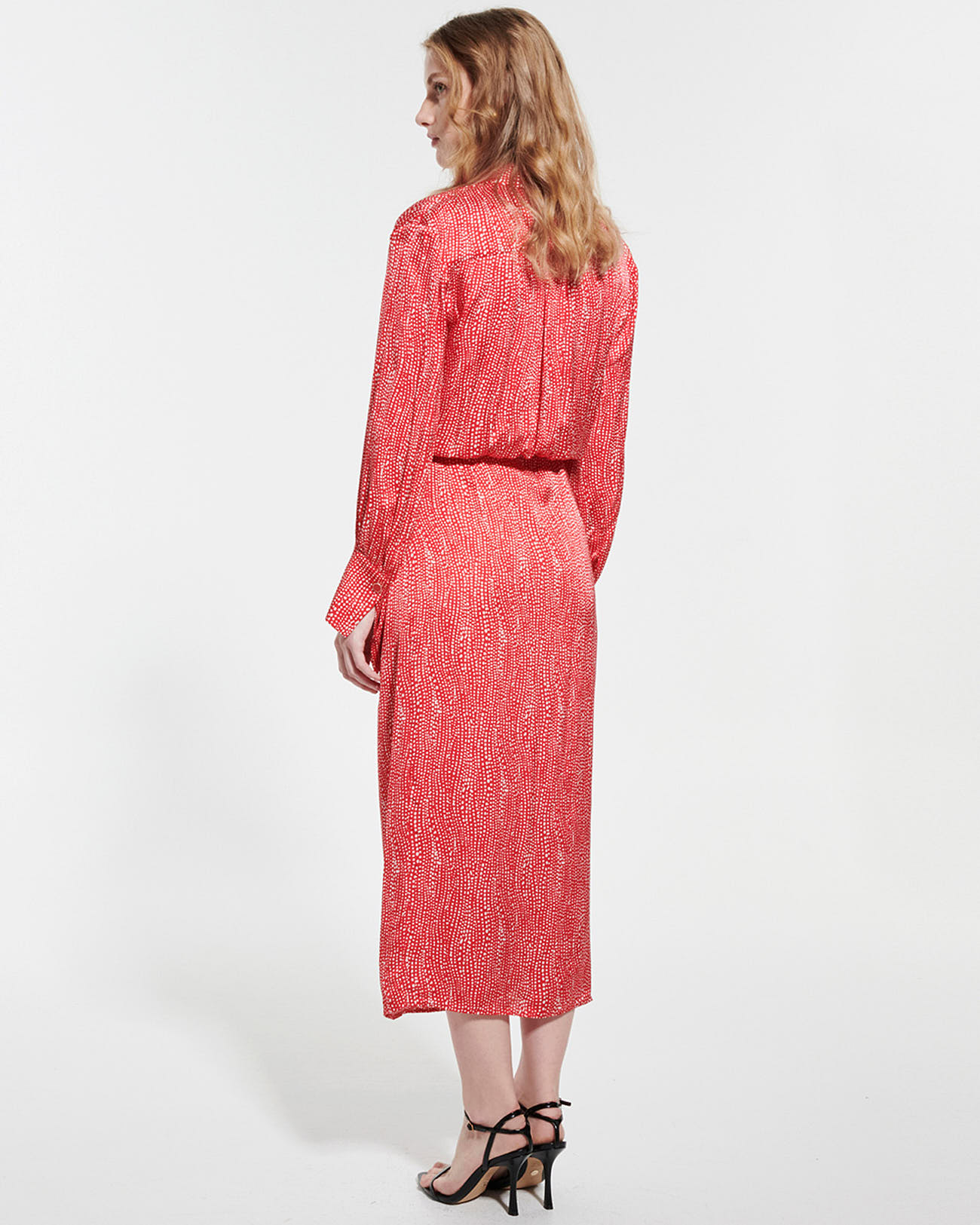 Rosy dress Red and white printed bow wrap dress ZAPA