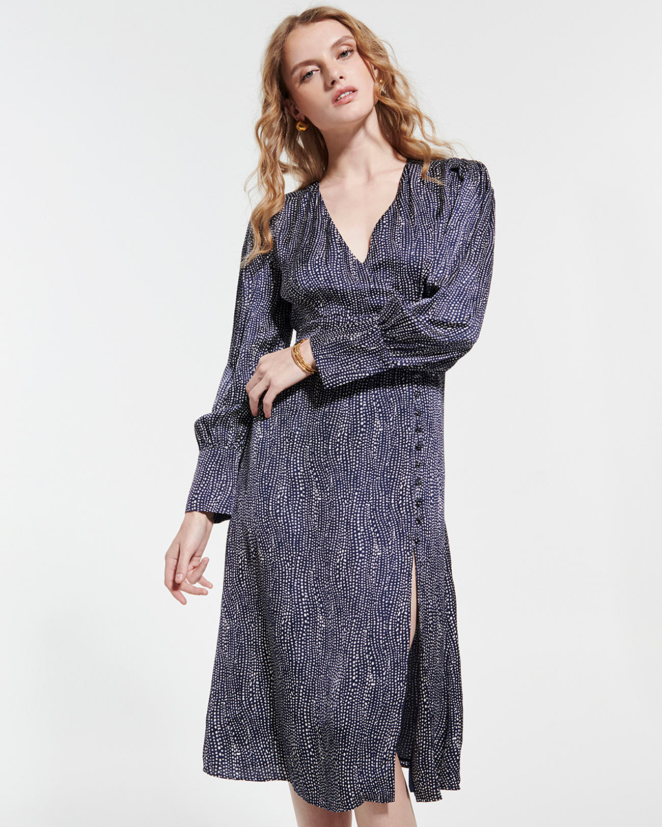Rainette Dress Navy and white print wrap dress ZAPA