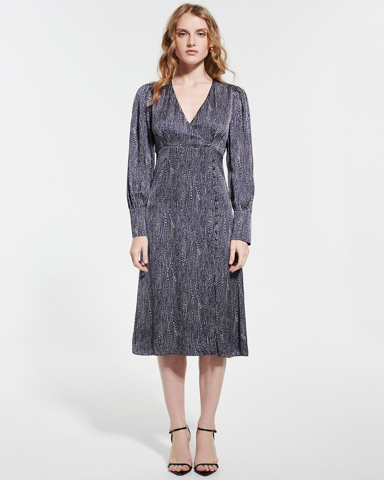 Rainette Dress Navy and white print wrap dress ZAPA