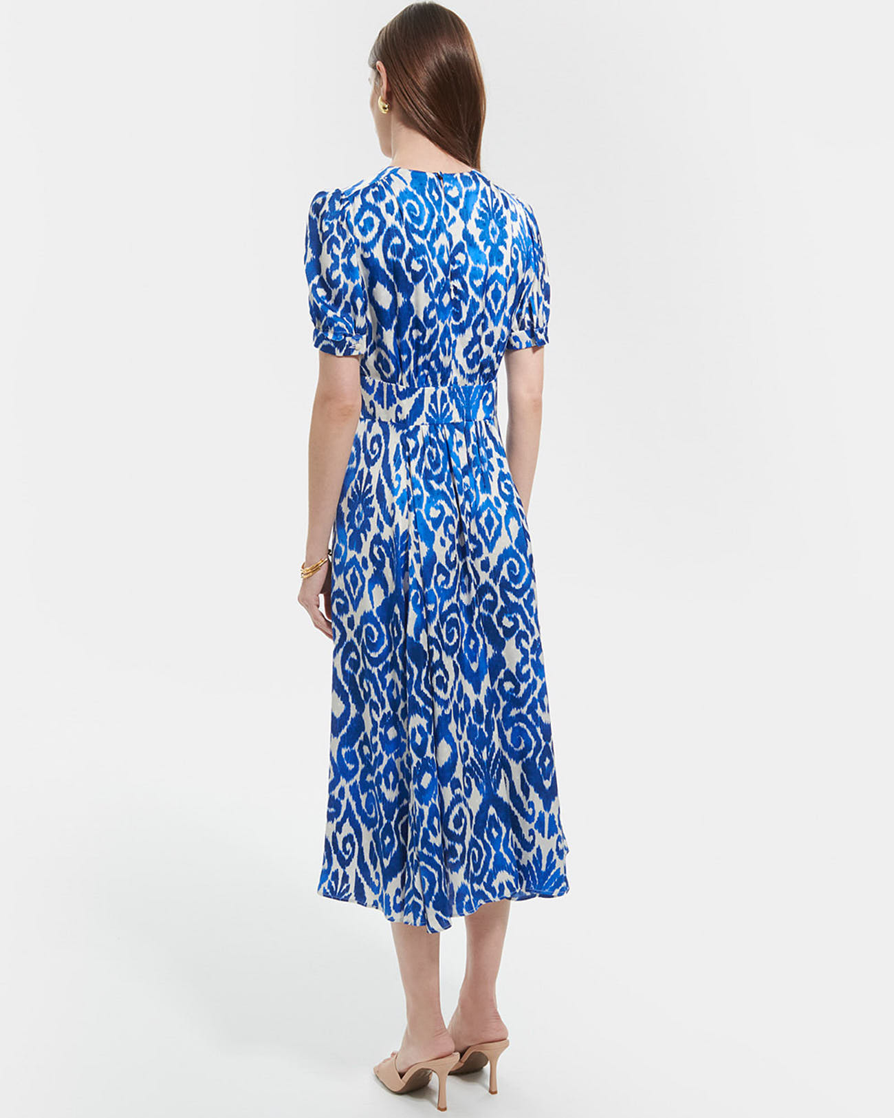 Rafinity dress Long flared dress with blue print ZAPA