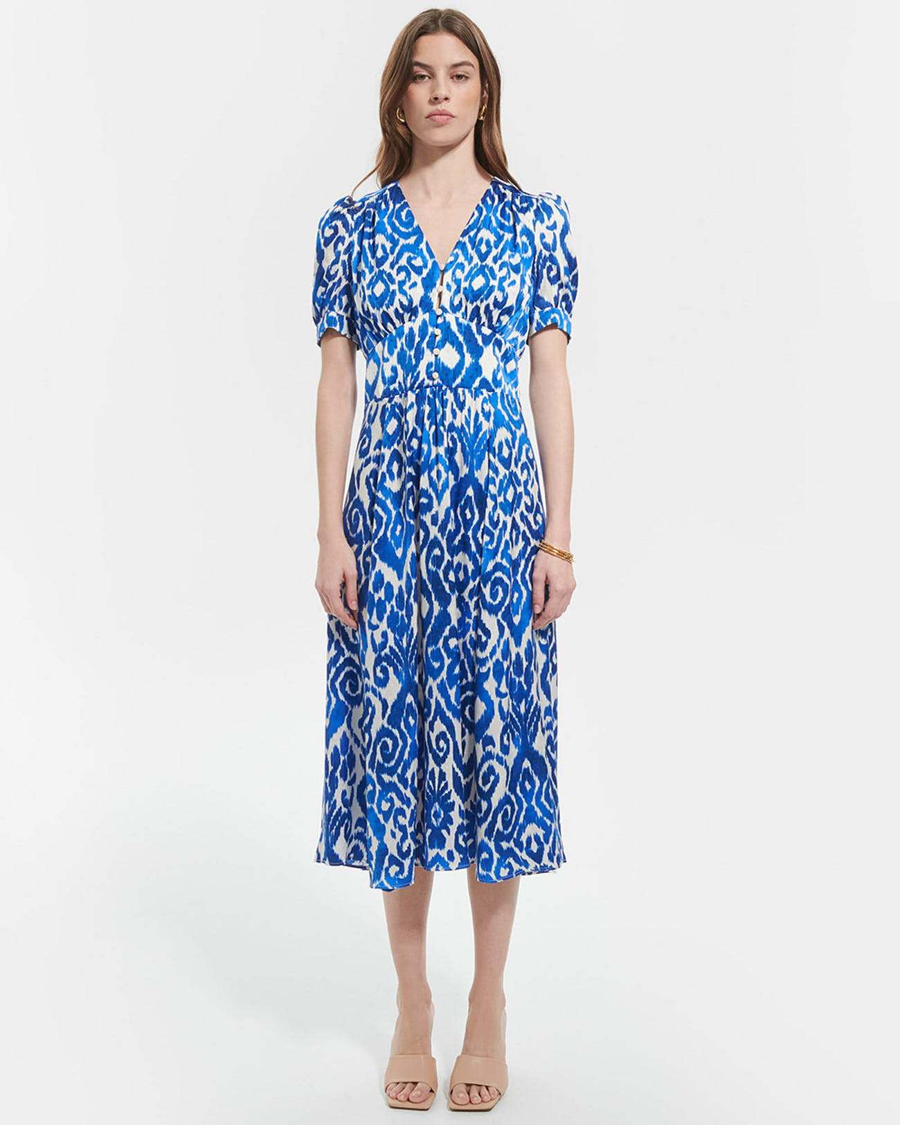 Rafinity dress Long flared dress with blue print ZAPA