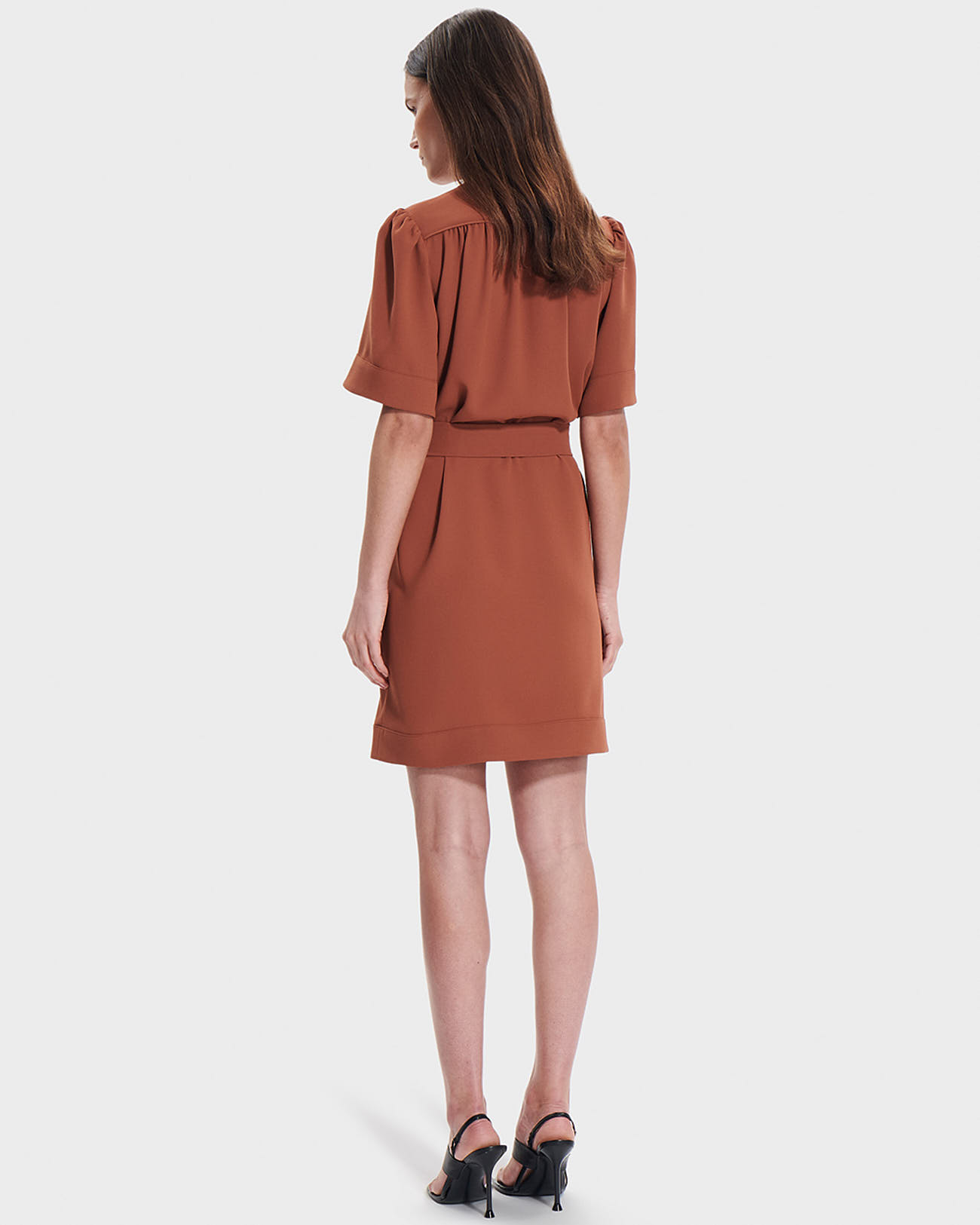 Retie dress Rust fitted straight dress ZAPA