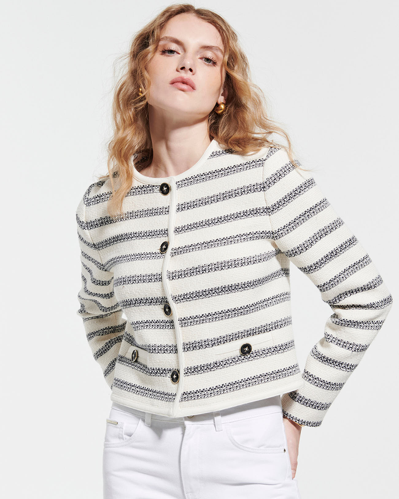 Vincennes jacket Striped printed tweed jacket ZAPA