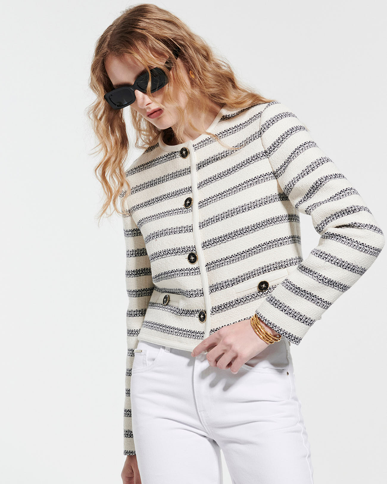 Vincennes jacket Striped printed tweed jacket ZAPA