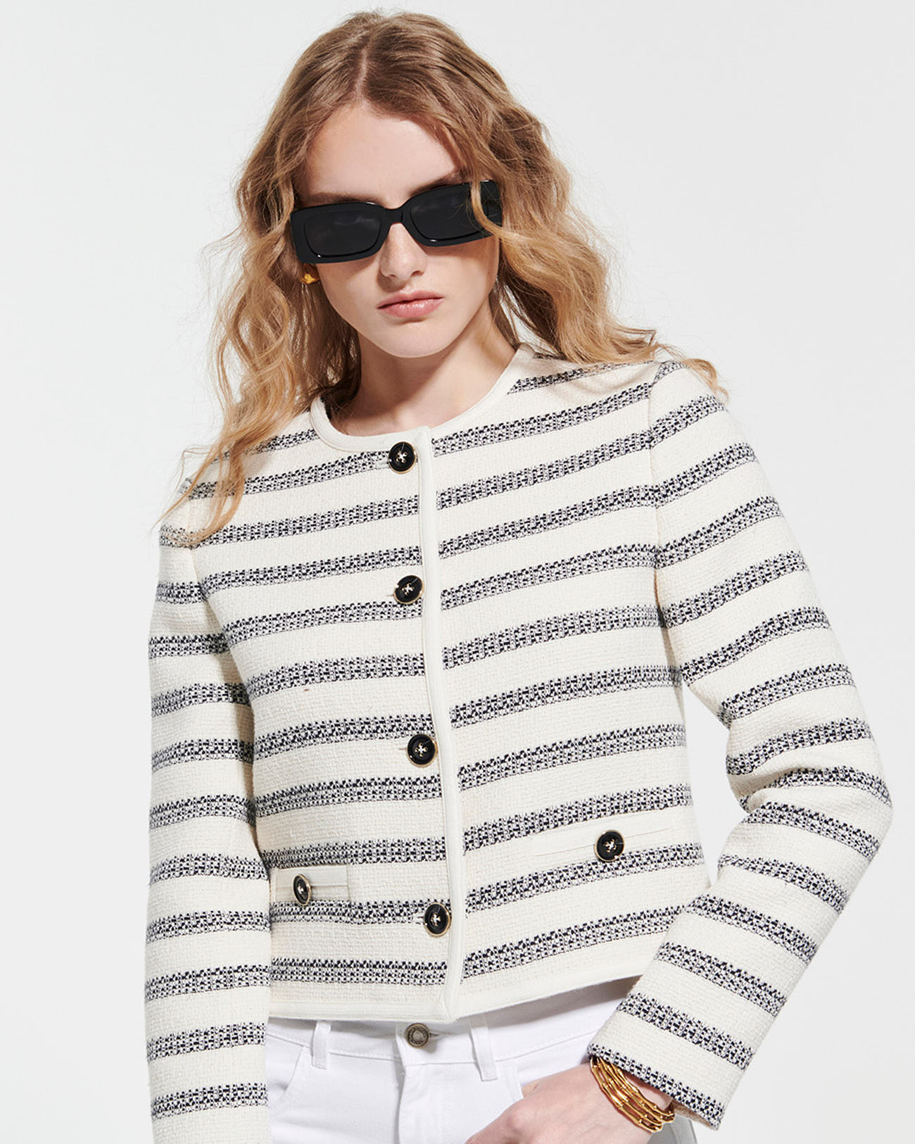 Vincennes jacket Striped printed tweed jacket ZAPA