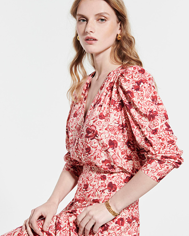Babel shirt Fluid blouse with retro rose prints ZAPA