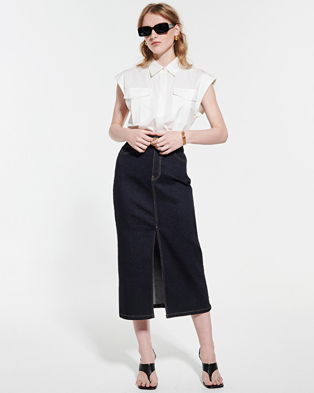 John Jude Denim midi skirt ZAPA