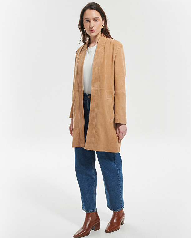 Marleya coat Beige suede coat ZAPA