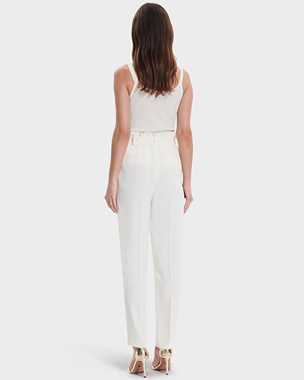 Patricia pants Straight ecru crepe pants ZAPA