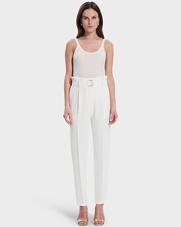 Patricia pants Straight ecru crepe pants ZAPA