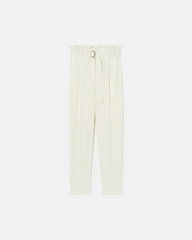 Patricia pants Straight ecru crepe pants ZAPA