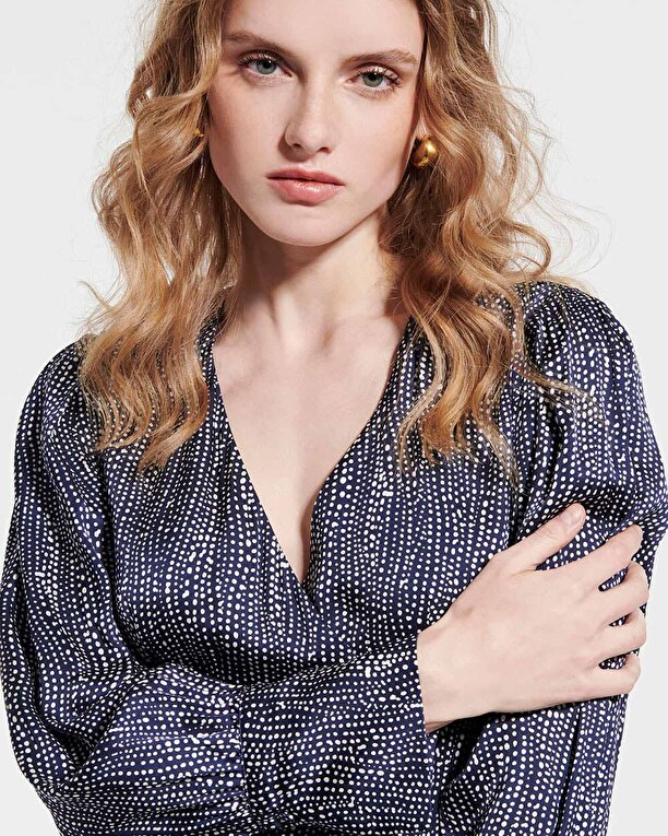 Rainette Dress Navy and white print wrap dress ZAPA