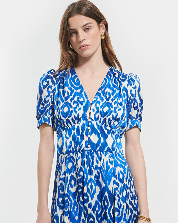 Rafinity dress Long flared dress with blue print ZAPA