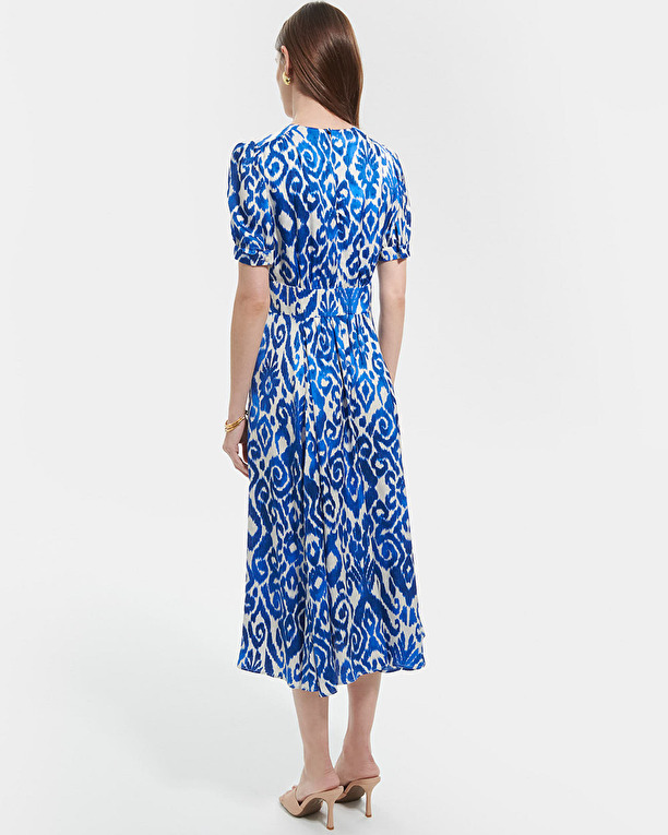 Rafinity dress Long flared dress with blue print ZAPA