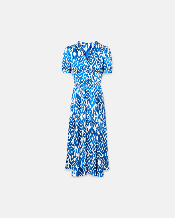 Rafinity dress Long flared dress with blue print ZAPA
