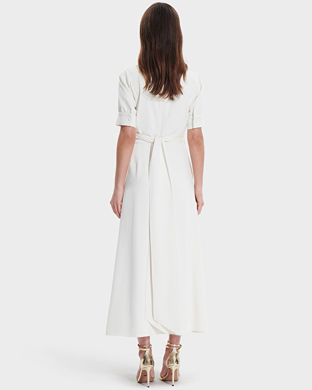 Roseau Dress Ecru crepe dress ZAPA