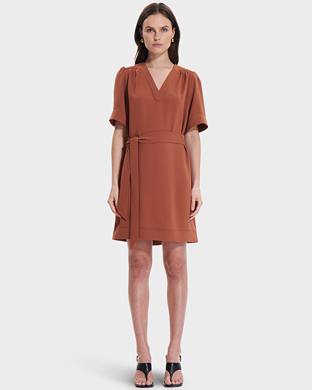 Retie dress Rust fitted straight dress ZAPA